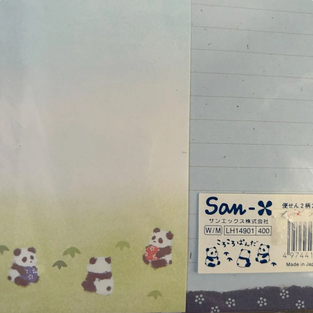 Vintage Y2K San-X Panda Bear Letter Set Cute Japanese Stationary Kawaii 1999 NWT
